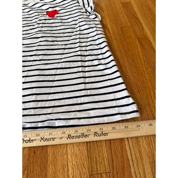 Striped Shein Curve Womens T-Shirt With Red Heart Patch White & Black 2XL - Picture 10 of 10
